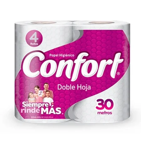 Confort Panal Papel Higiénico - 30 mts x 4 Rollos